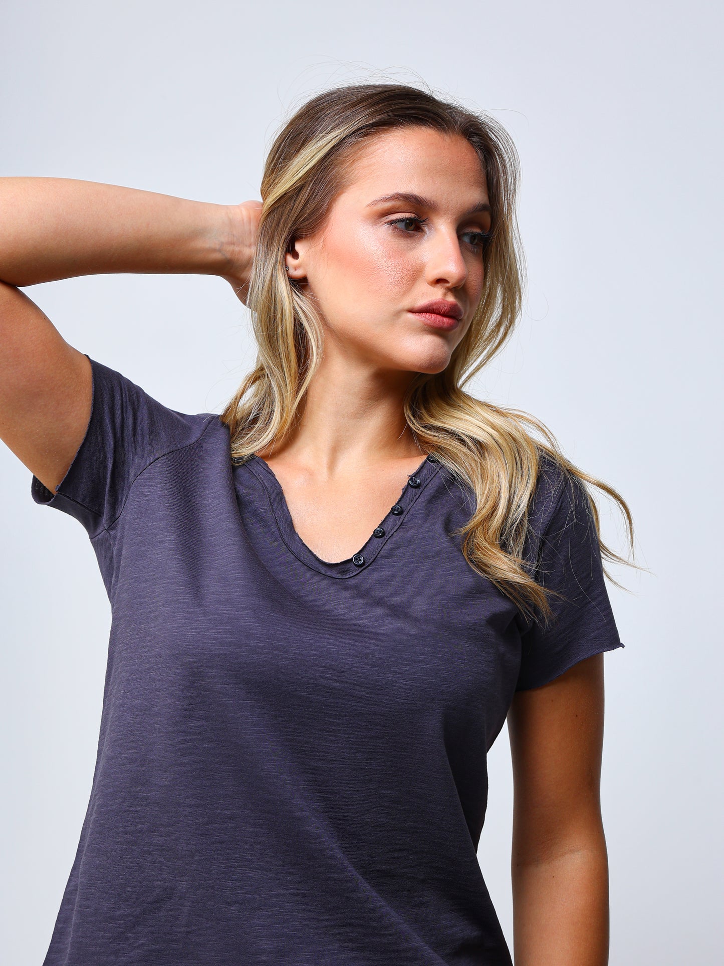 Buttoned V-Neck Top