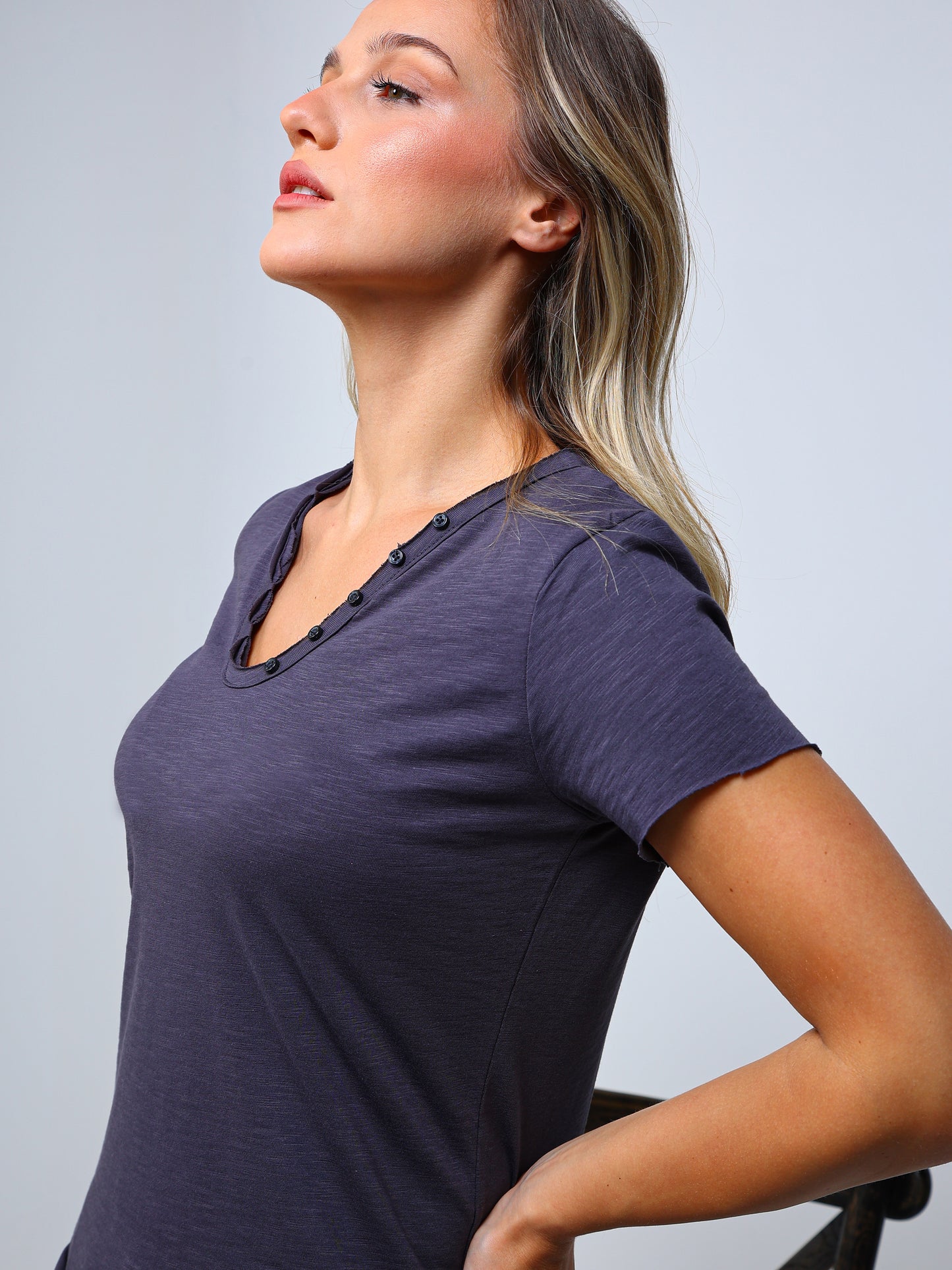 Buttoned V-Neck