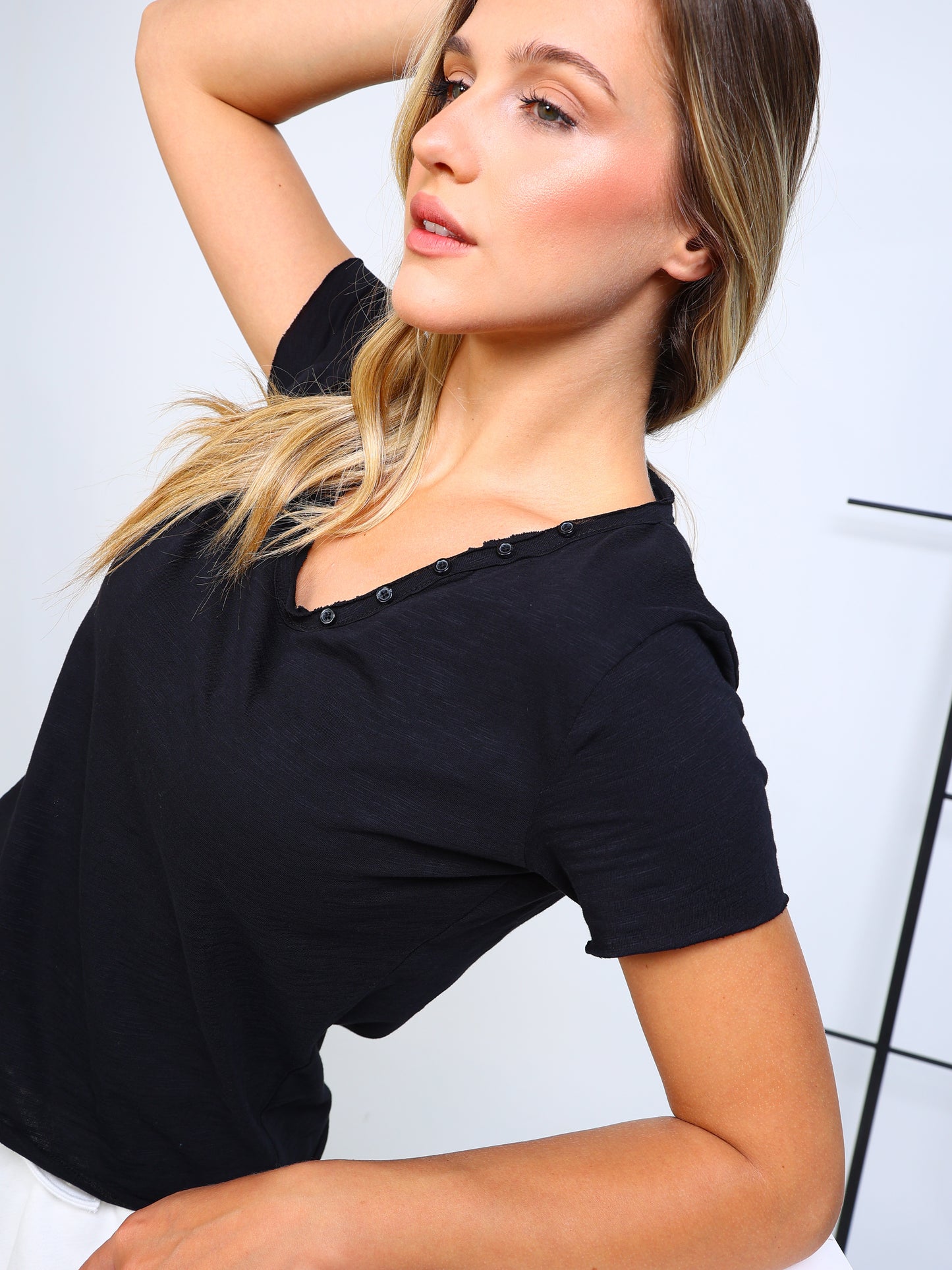 Buttoned V-Neck