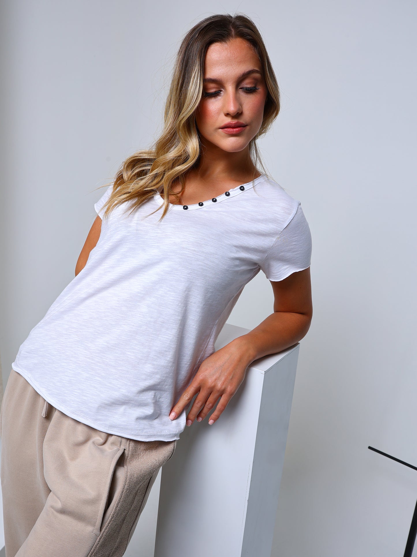 Buttoned V-Neck