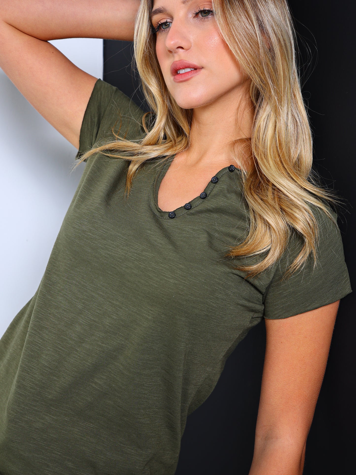 Buttoned V-Neck