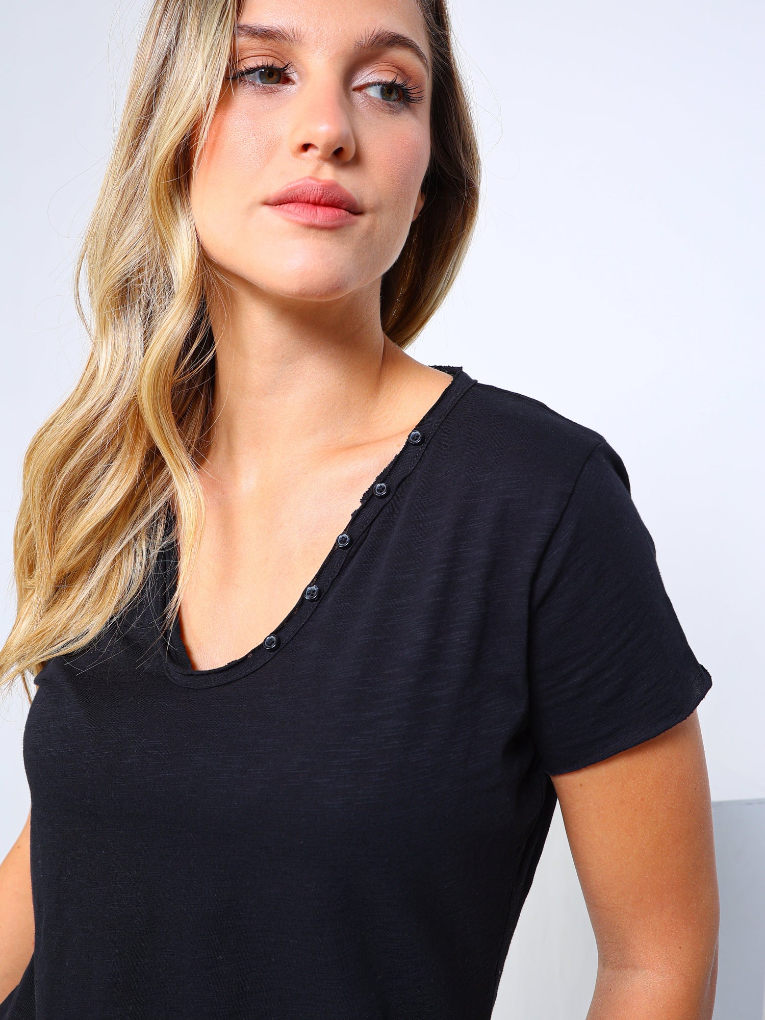 Buttoned V-Neck Top