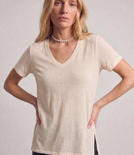 Cotton V-Neck Slit Side