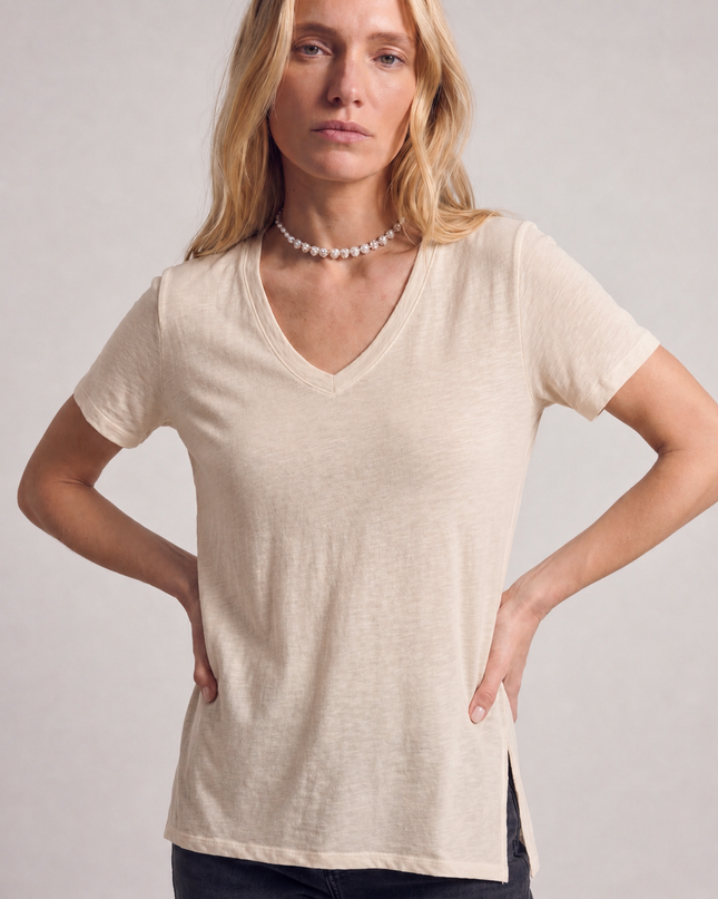 Cotton V-Neck Slit Side