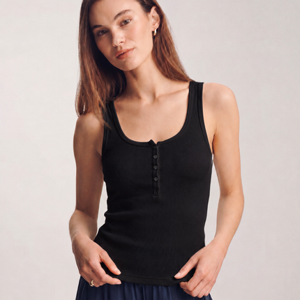 Ribbed Half-Button Tank