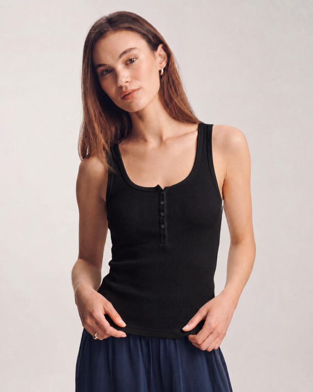 Ribbed Half-Button Tank