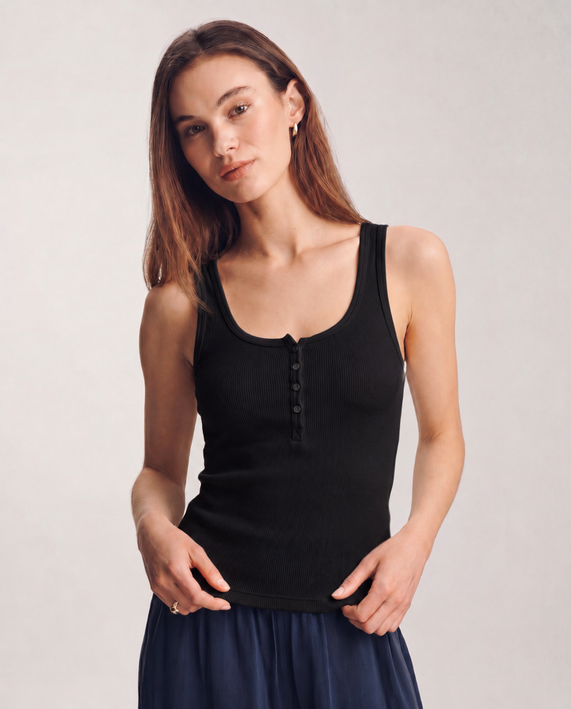 Ribbed Half-Button Tank
