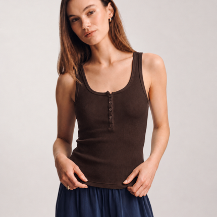 Ribbed Half-Button Tank