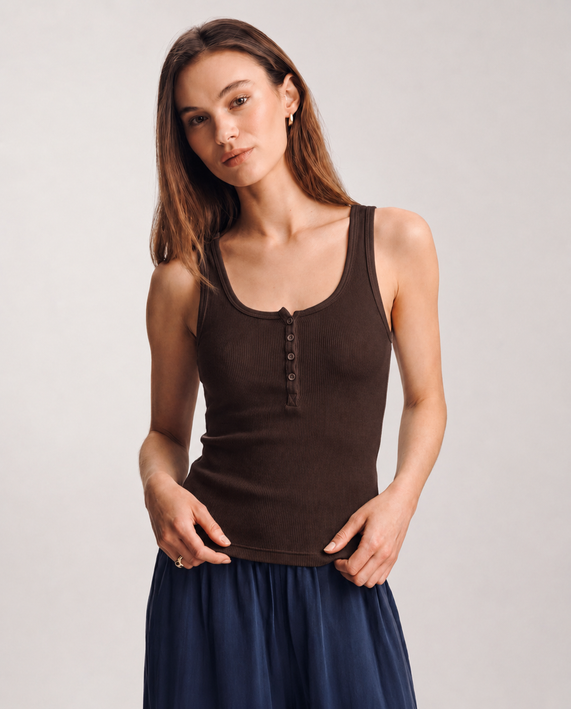 Ribbed Half-Button Tank
